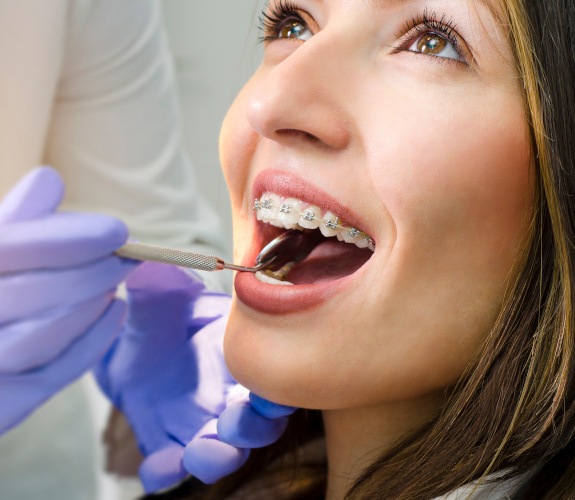 Patient visiting the dentist for braces